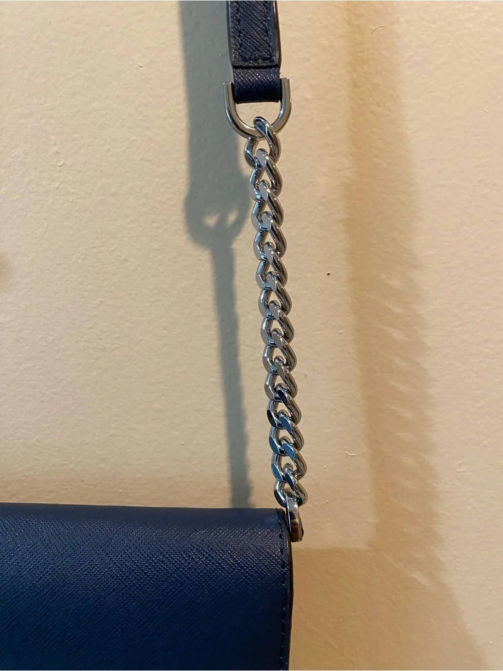 Michael Kors Navy Crossbody with Silver Chain